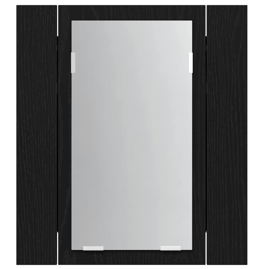 LED badkamerspiegelkast zwart eiken 40x12x45 cm bewerkt hout