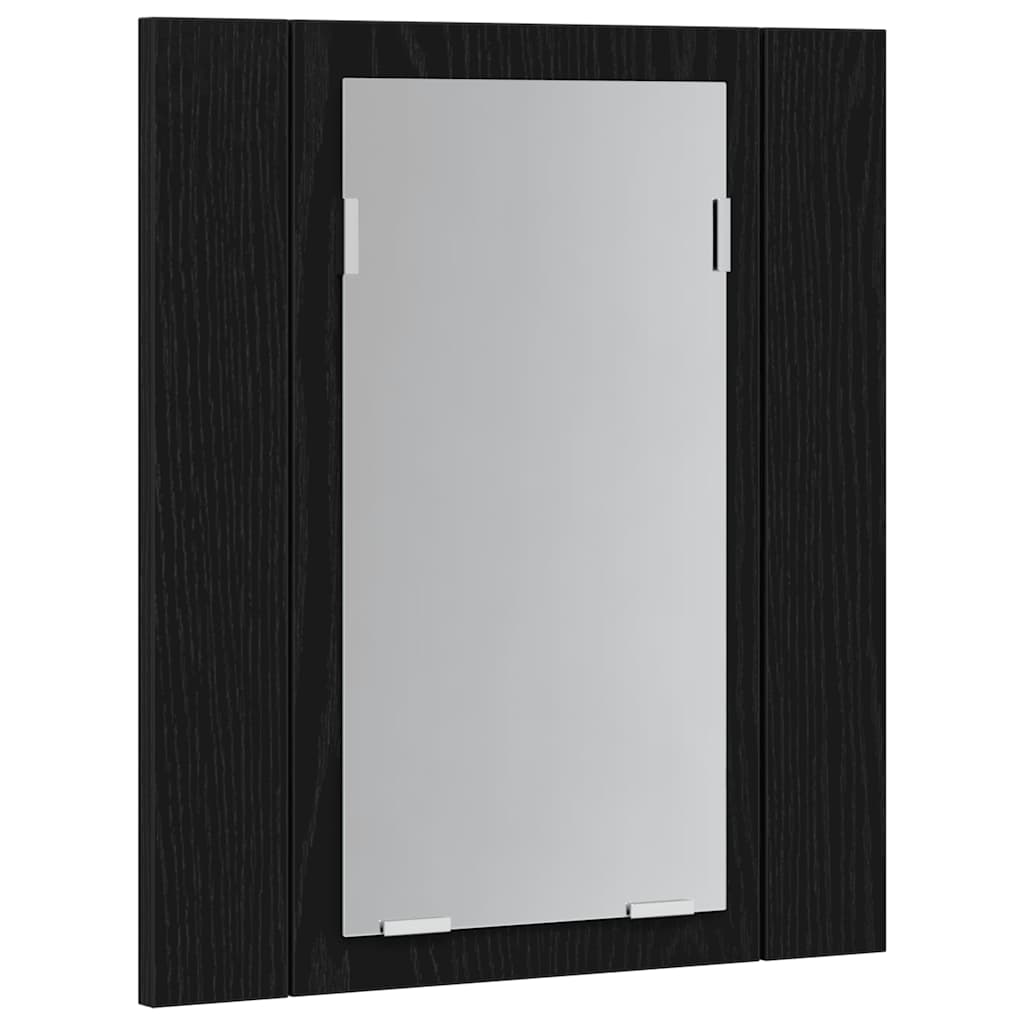 LED badkamerspiegelkast zwart eiken 40x12x45 cm bewerkt hout
