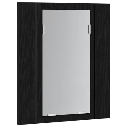 LED badkamerspiegelkast zwart eiken 40x12x45 cm bewerkt hout
