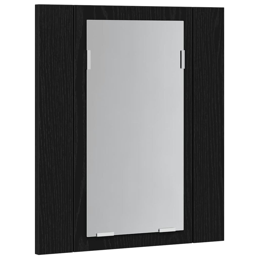 LED badkamerspiegelkast zwart eiken 40x12x45 cm bewerkt hout