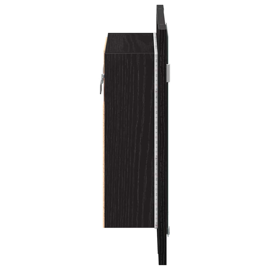 LED badkamerspiegelkast zwart eiken 40x12x45 cm bewerkt hout