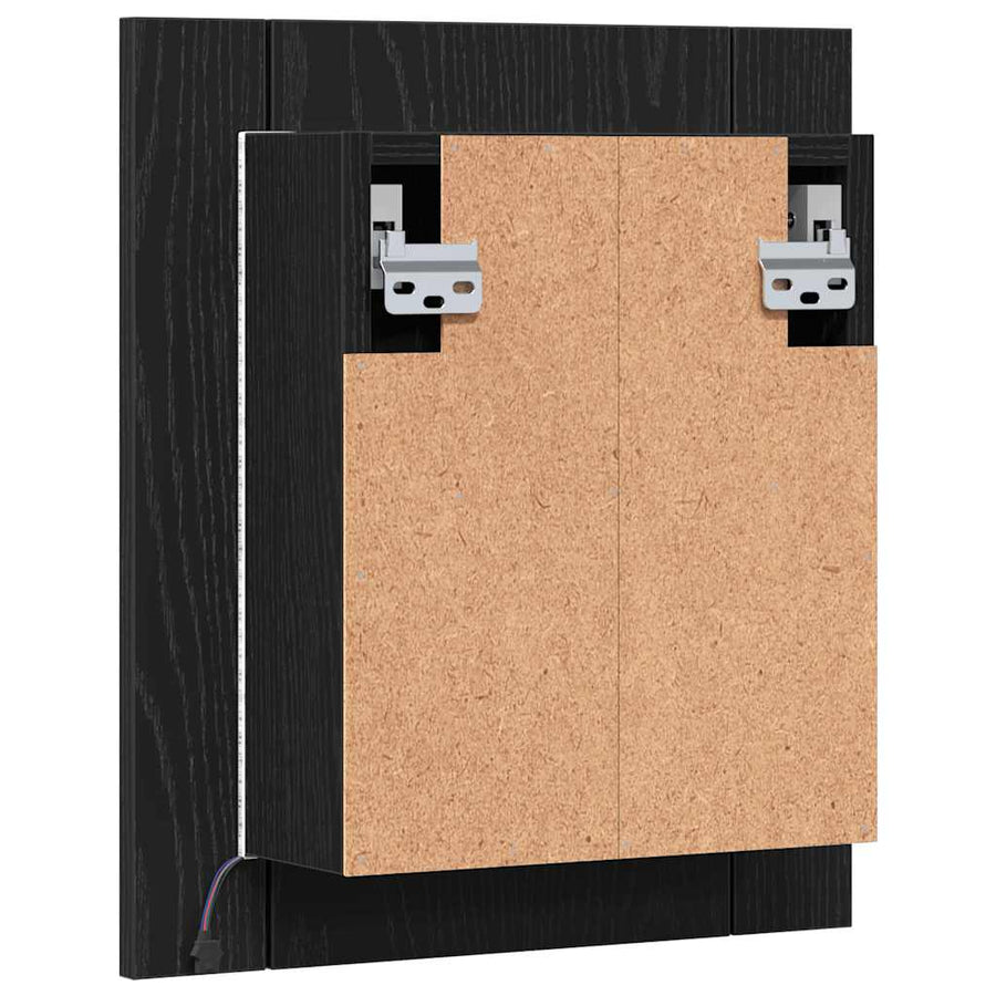 LED badkamerspiegelkast zwart eiken 40x12x45 cm bewerkt hout