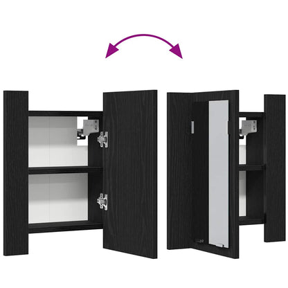 LED badkamerspiegelkast zwart eiken 40x12x45 cm bewerkt hout