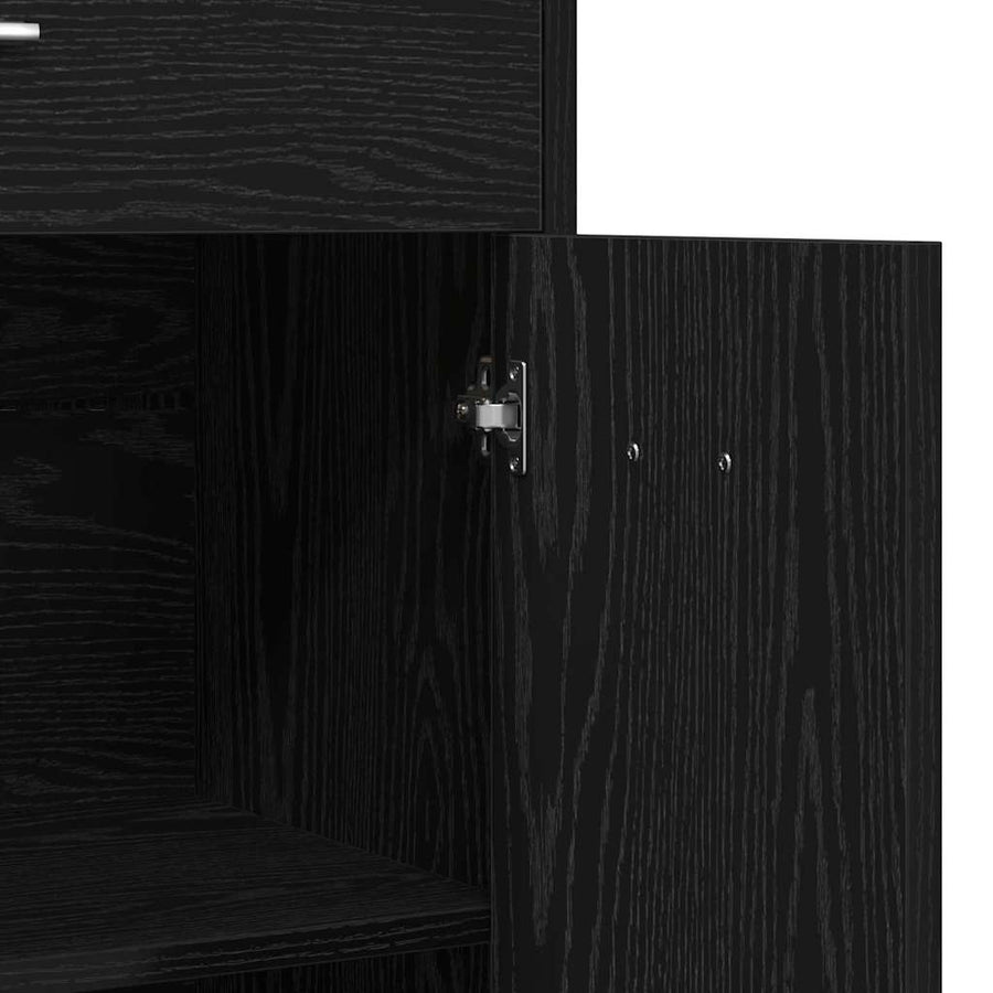 Badkamer Kast met lade Zwart Eiken 60 x 33 x 80 cm Bewerkt hout