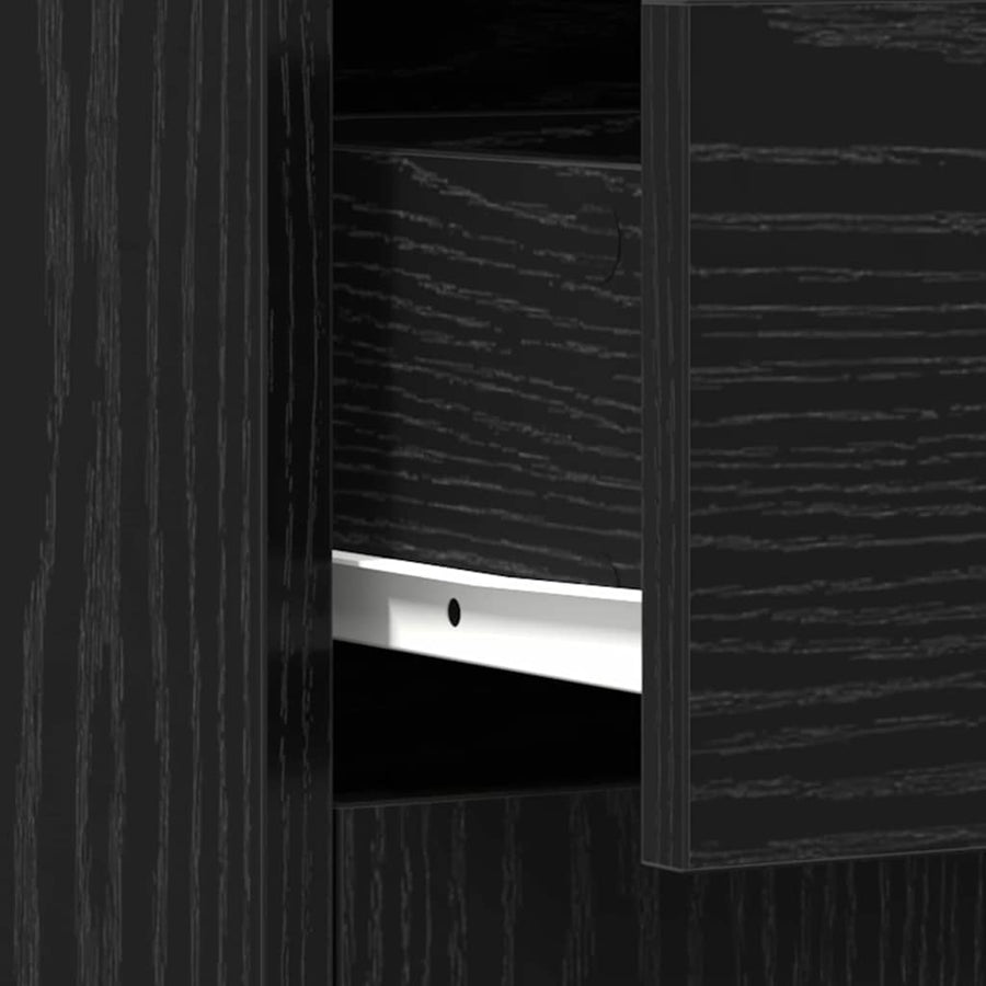Badkamer Kast met lade Zwart Eiken 60 x 33 x 80 cm Bewerkt hout