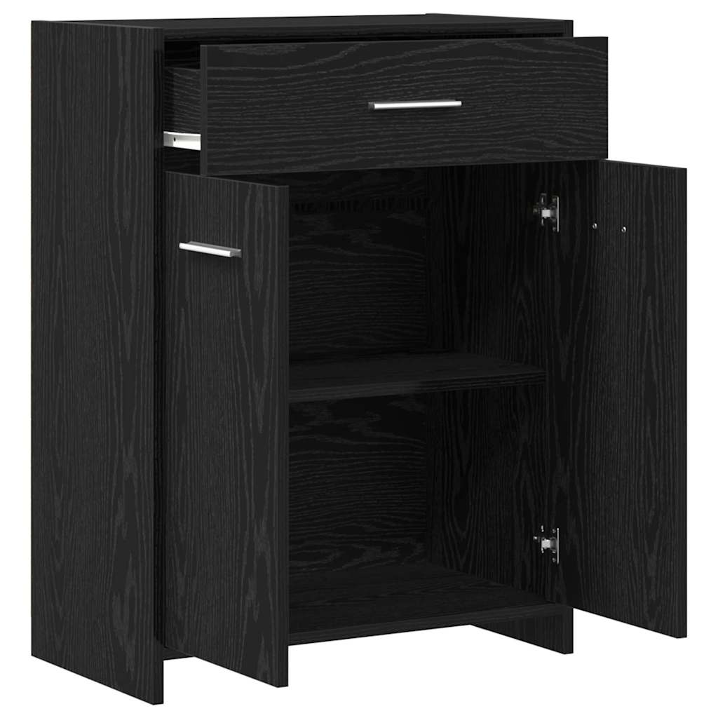 Badkamer Kast met lade Zwart Eiken 60 x 33 x 80 cm Bewerkt hout