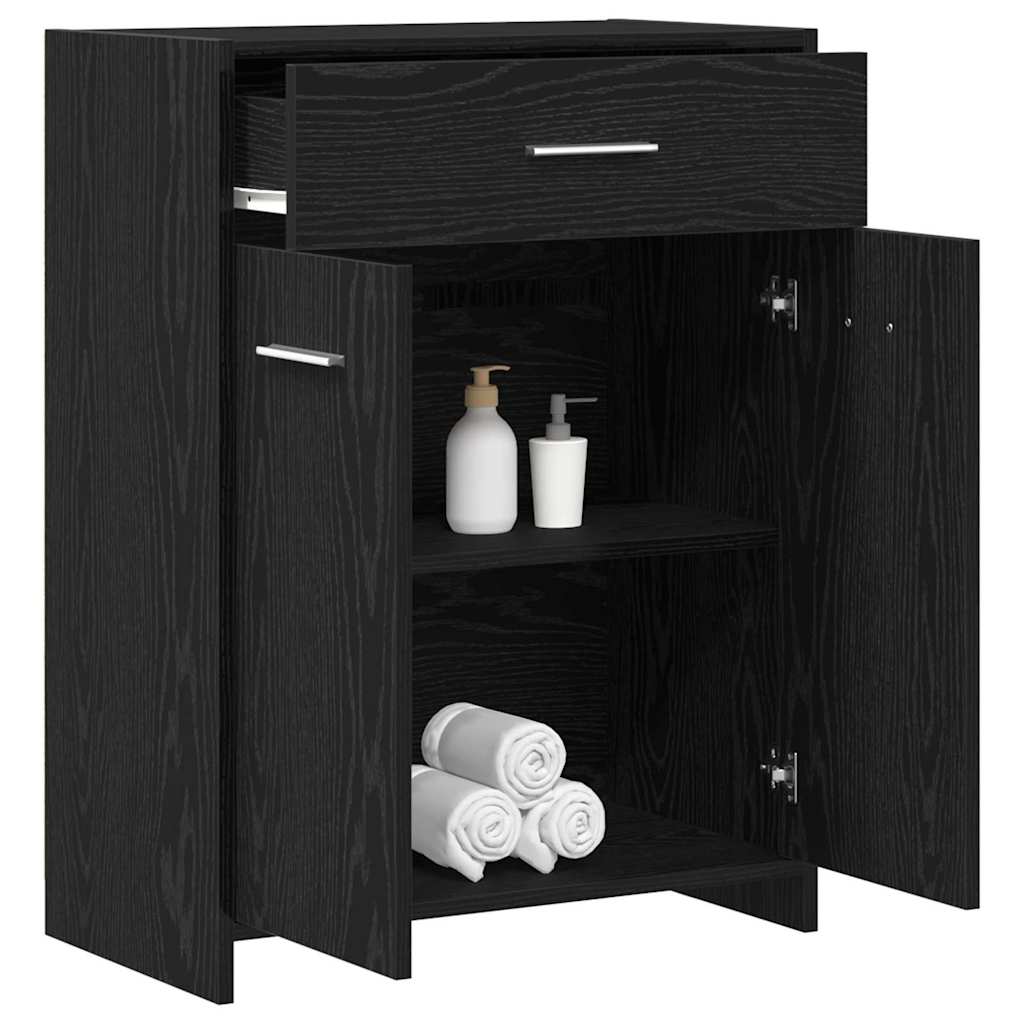 Badkamer Kast met lade Zwart Eiken 60 x 33 x 80 cm Bewerkt hout