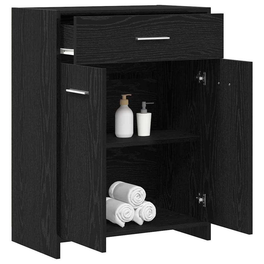 Badkamer Kast met lade Zwart Eiken 60 x 33 x 80 cm Bewerkt hout