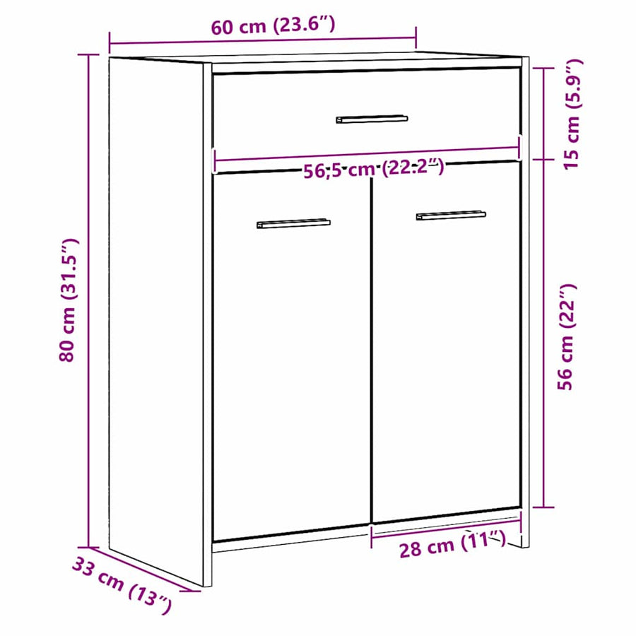 Badkamer Kast met lade Zwart Eiken 60 x 33 x 80 cm Bewerkt hout