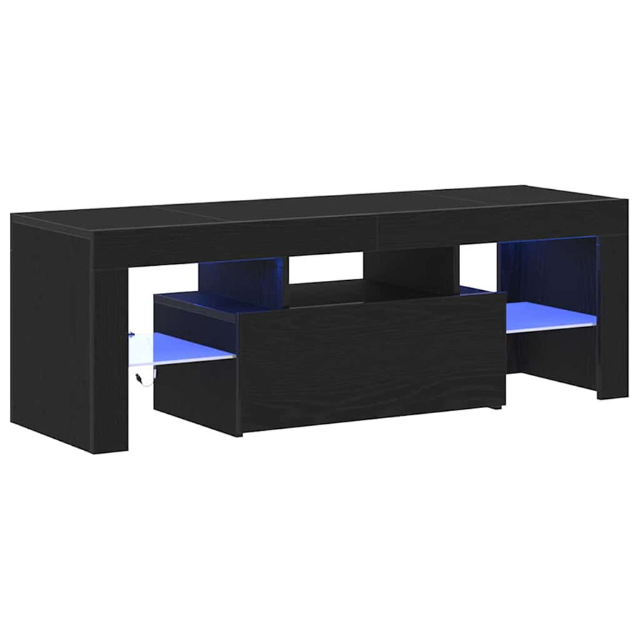 Tv-Kast Met Lade Zwart Eiken 120 X 35 X 40 Cm Bewerkt Hout