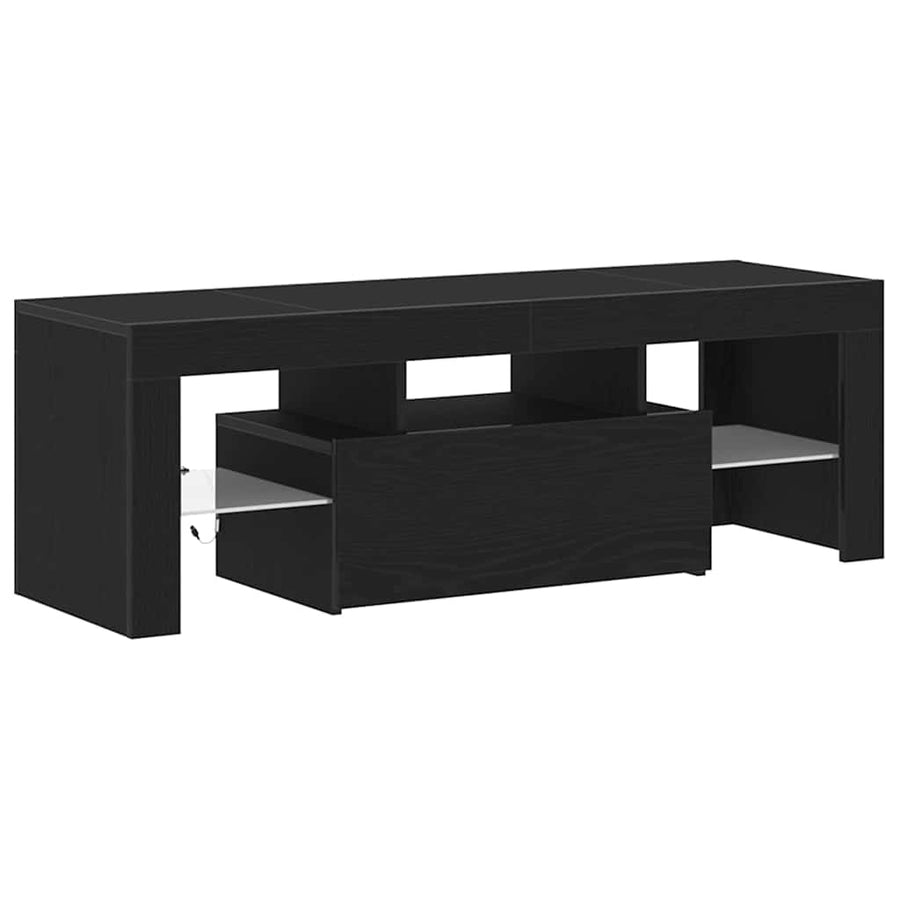 Tv-Kast Met Lade Zwart Eiken 120 X 35 X 40 Cm Bewerkt Hout