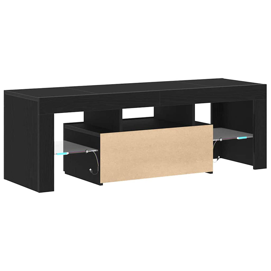 Tv-Kast Met Lade Zwart Eiken 120 X 35 X 40 Cm Bewerkt Hout