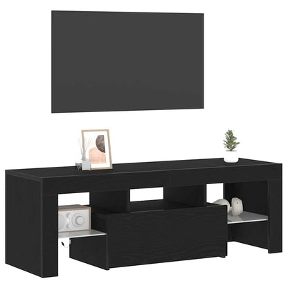 Tv-Kast Met Lade Zwart Eiken 120 X 35 X 40 Cm Bewerkt Hout