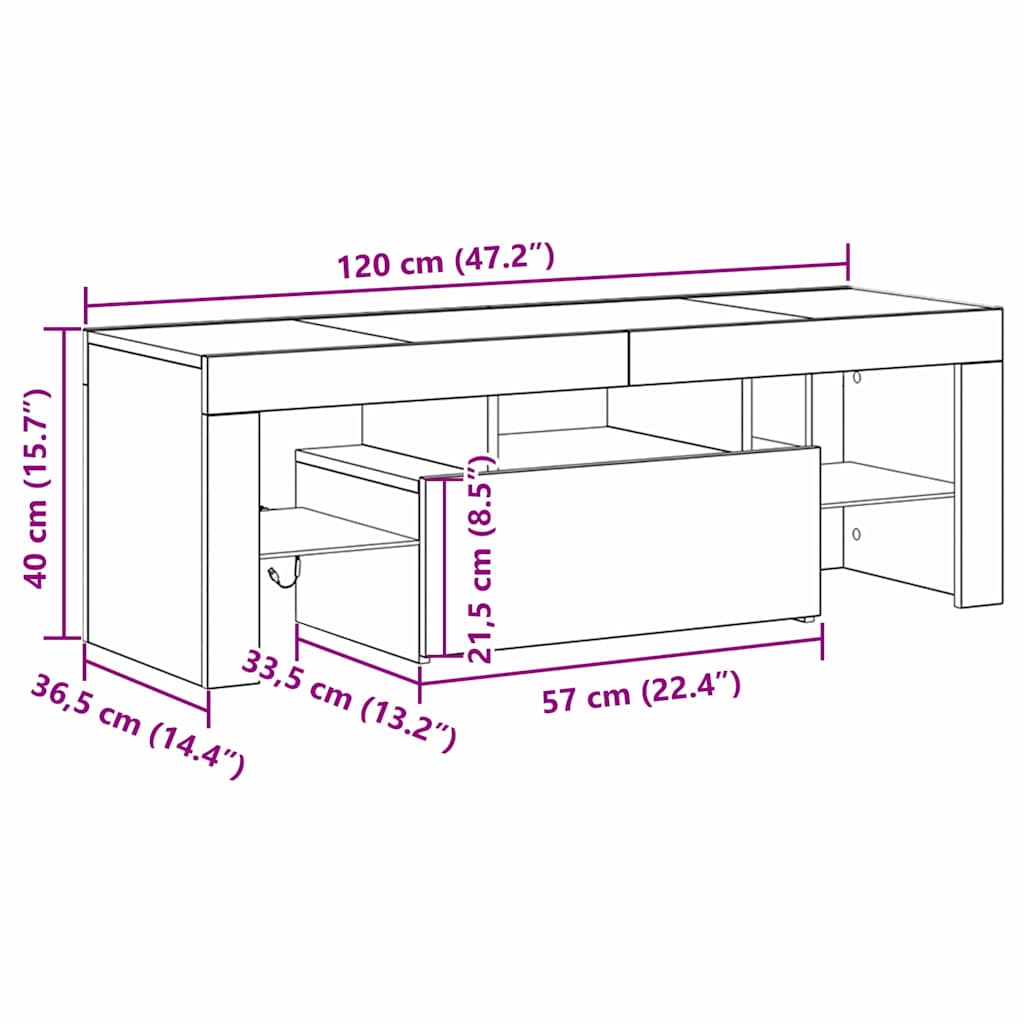 Tv-Kast Met Lade Zwart Eiken 120 X 35 X 40 Cm Bewerkt Hout
