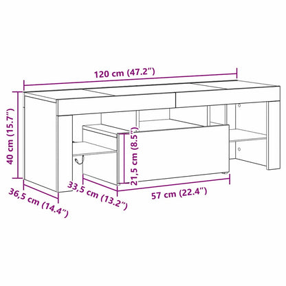 Tv-Kast Met Lade Zwart Eiken 120 X 35 X 40 Cm Bewerkt Hout