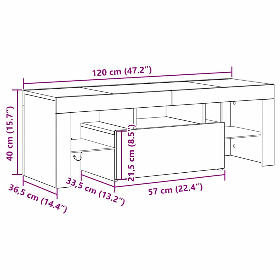 Tv-Kast Met Lade Zwart Eiken 120 X 35 X 40 Cm Bewerkt Hout