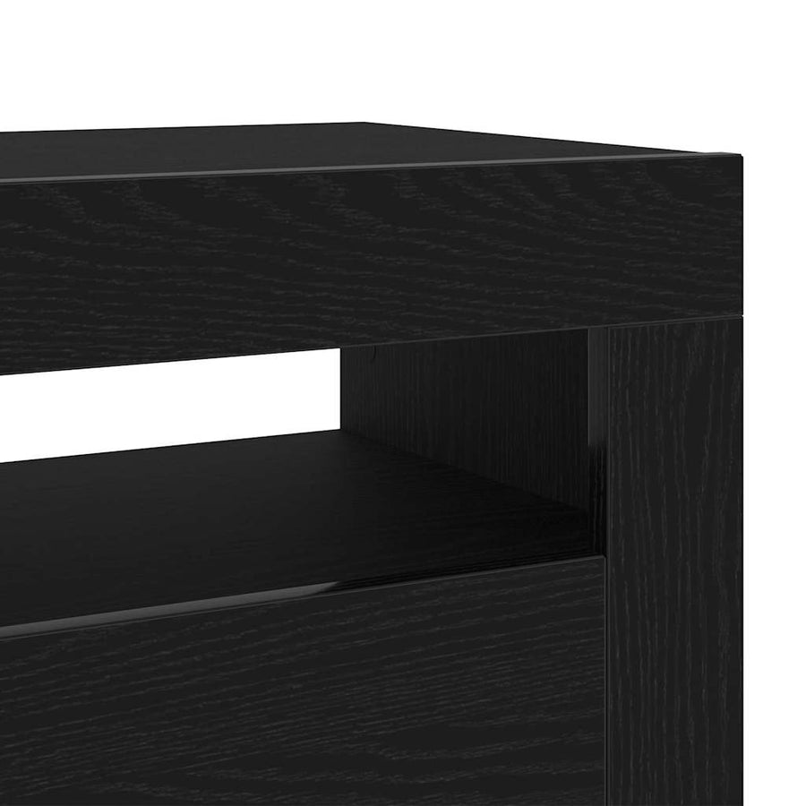 TV-kast Zwart Eiken 90 x 35 x 40 cm Bewerkt hout
