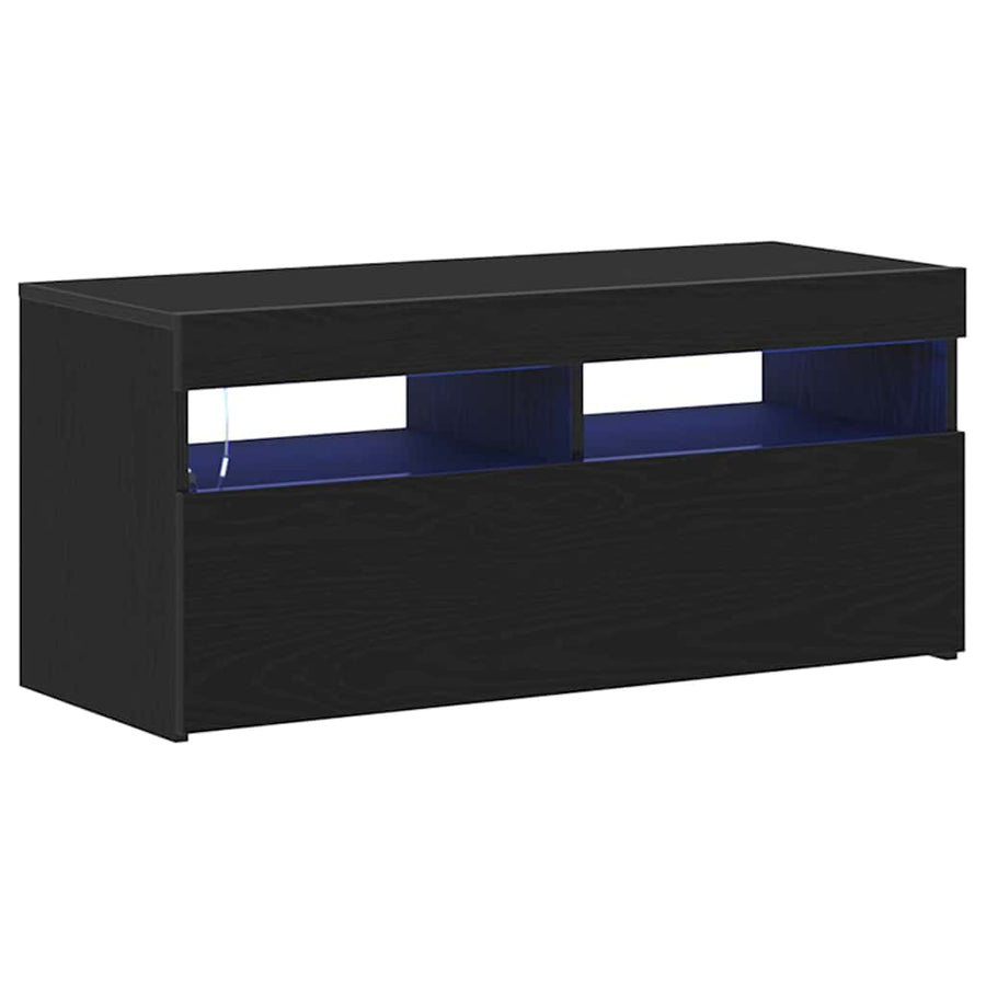 TV-kast Zwart Eiken 90 x 35 x 40 cm Bewerkt hout