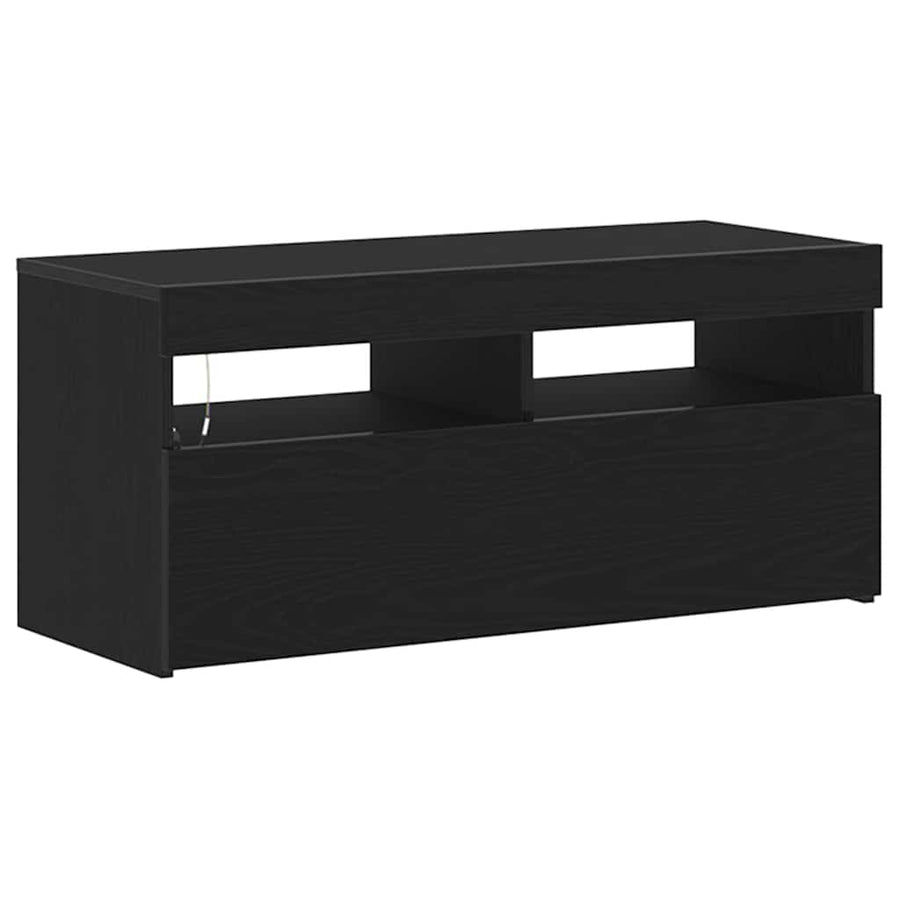 TV-kast Zwart Eiken 90 x 35 x 40 cm Bewerkt hout
