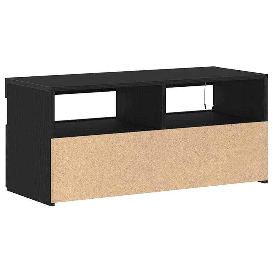 TV-kast Zwart Eiken 90 x 35 x 40 cm Bewerkt hout