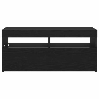 TV-kast Zwart Eiken 90 x 35 x 40 cm Bewerkt hout
