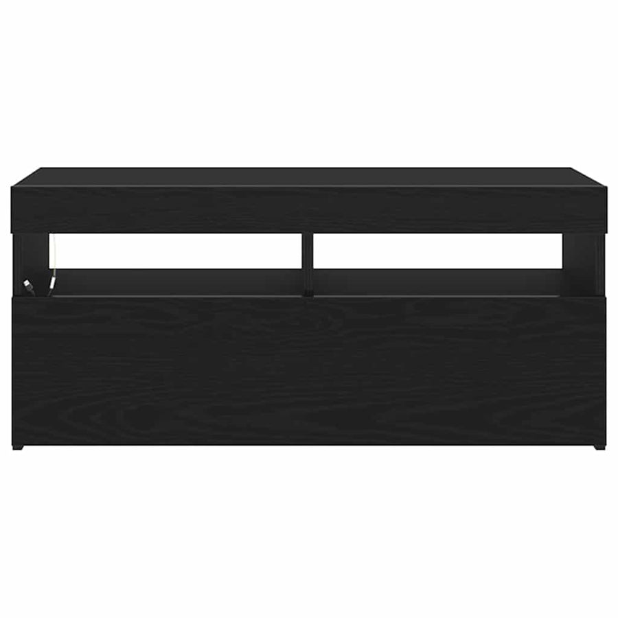 TV-kast Zwart Eiken 90 x 35 x 40 cm Bewerkt hout