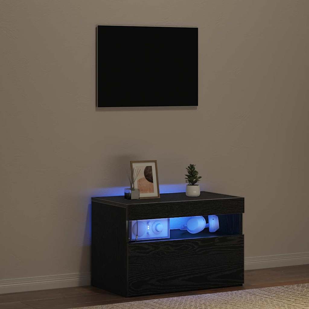TV-kast Zwart Eiken 60 x 35 x 40 cm Bewerkt hout