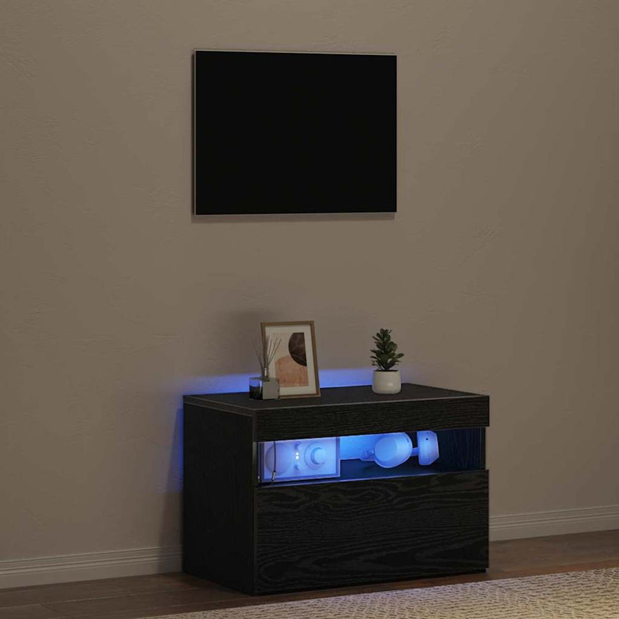 TV-kast Zwart Eiken 60 x 35 x 40 cm Bewerkt hout