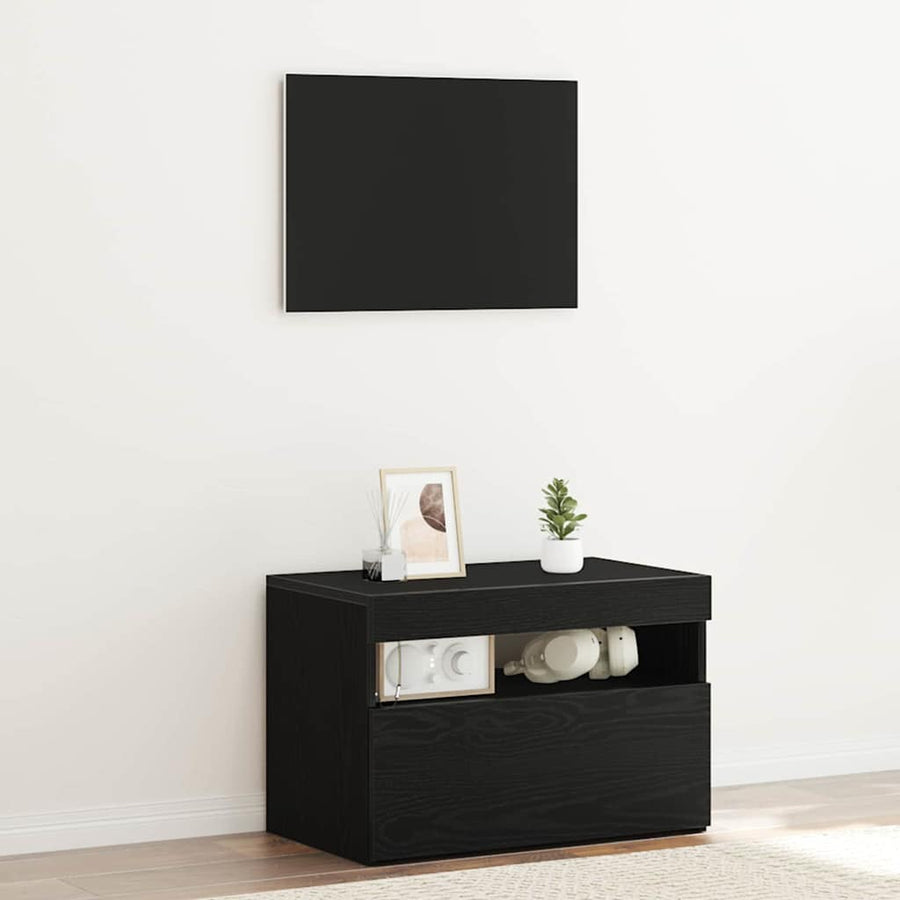 TV-kast Zwart Eiken 60 x 35 x 40 cm Bewerkt hout