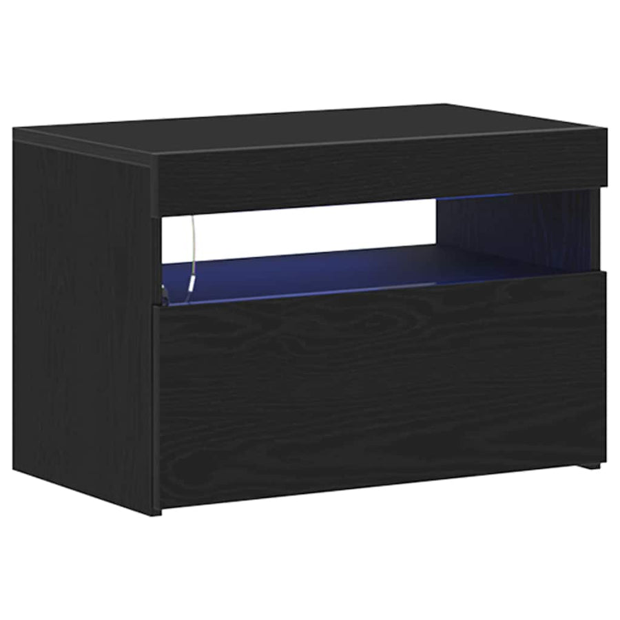 TV-kast Zwart Eiken 60 x 35 x 40 cm Bewerkt hout