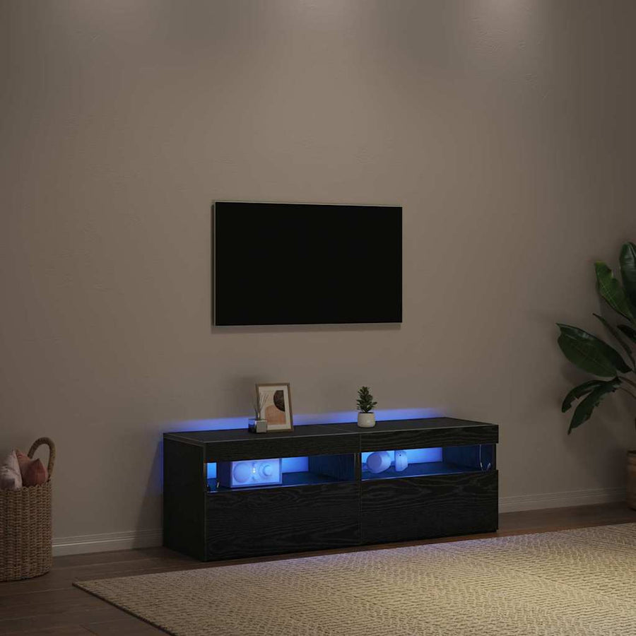 TV-kast 2 pcs Zwart Eiken 60 x 35 x 40 cm Bewerkt hout