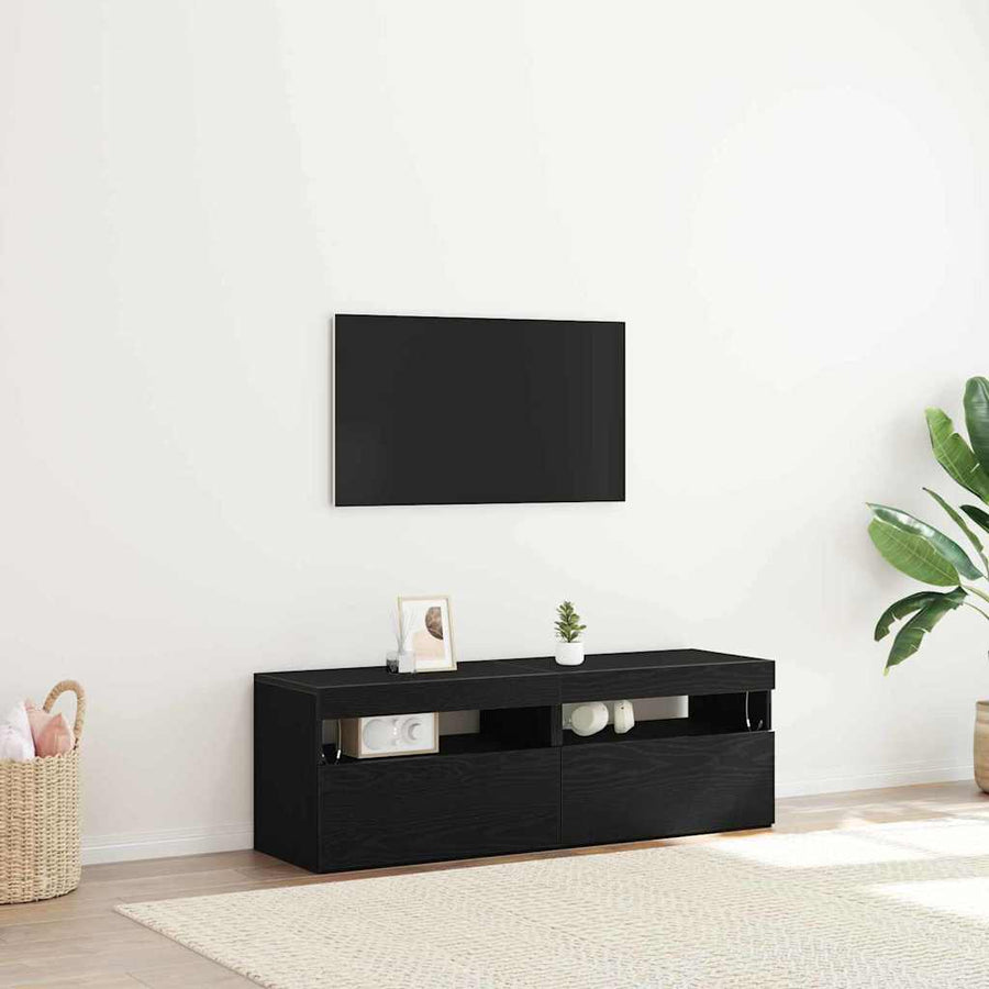 TV-kast 2 pcs Zwart Eiken 60 x 35 x 40 cm Bewerkt hout