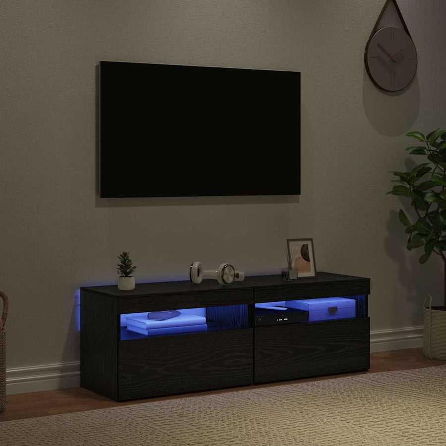 TV-kast 2 pcs Zwart Eiken 60 x 35 x 40 cm Bewerkt hout