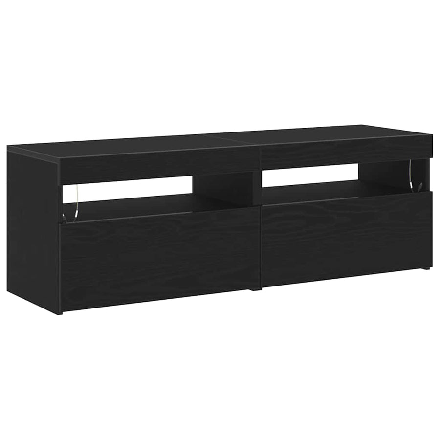 TV-kast 2 pcs Zwart Eiken 60 x 35 x 40 cm Bewerkt hout