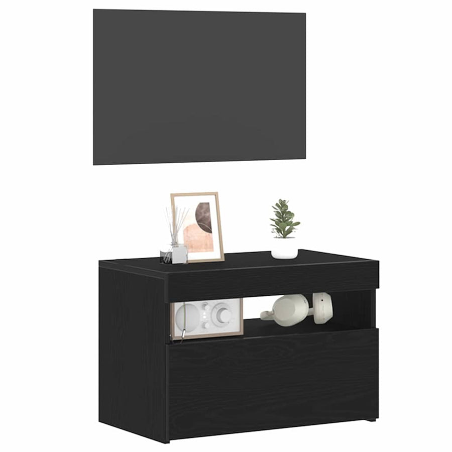 TV-kast 2 pcs Zwart Eiken 60 x 35 x 40 cm Bewerkt hout