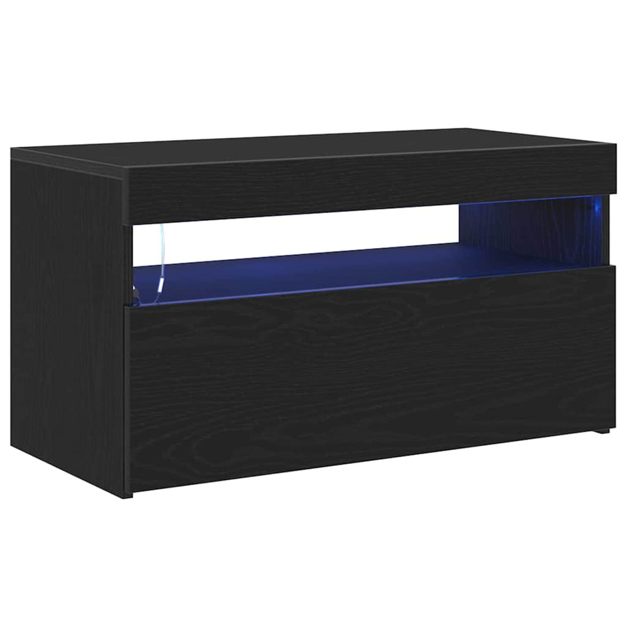 TV-kast Zwart Eiken 75 x 35 x 40 cm Bewerkt hout