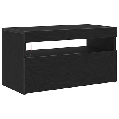TV-kast Zwart Eiken 75 x 35 x 40 cm Bewerkt hout