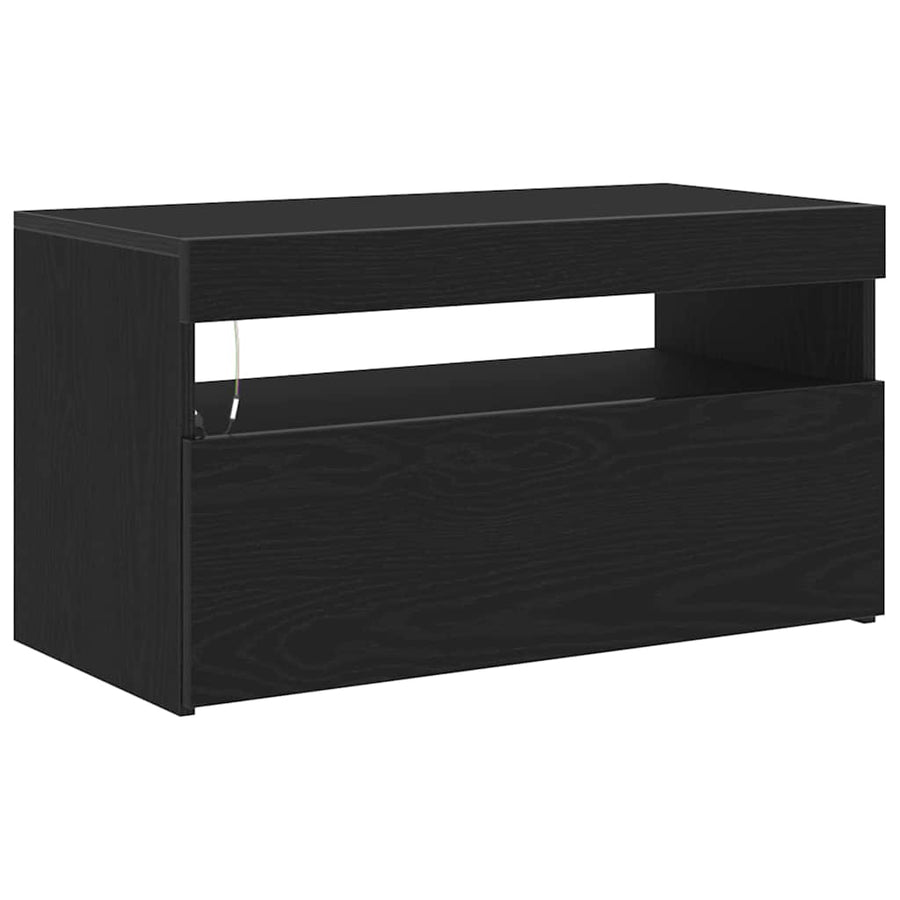 TV-kast Zwart Eiken 75 x 35 x 40 cm Bewerkt hout