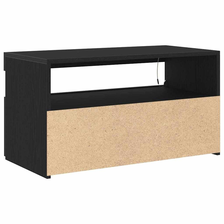 TV-kast Zwart Eiken 75 x 35 x 40 cm Bewerkt hout