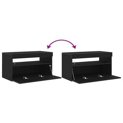 TV-kast Zwart Eiken 75 x 35 x 40 cm Bewerkt hout