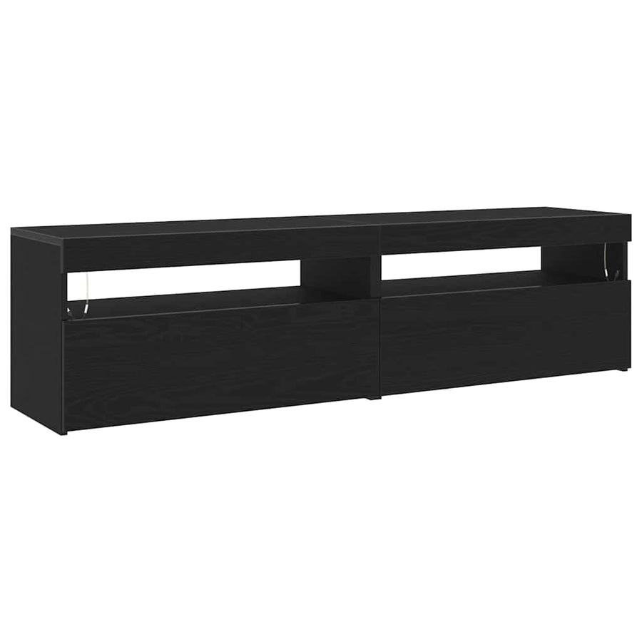 TV-kast 2 pcs Zwart Eiken 75 x 35 x 40 cm Bewerkt hout