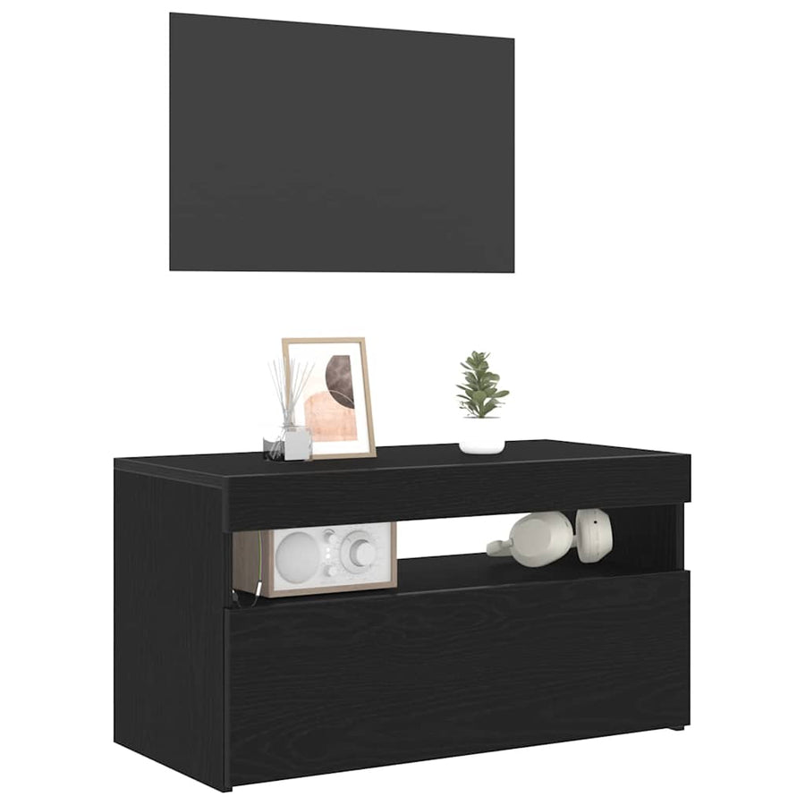 TV-kast 2 pcs Zwart Eiken 75 x 35 x 40 cm Bewerkt hout