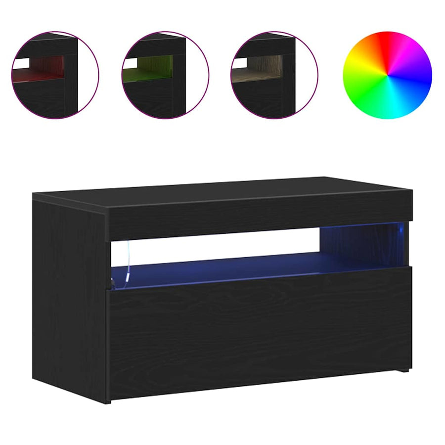 TV-kast 2 pcs Zwart Eiken 75 x 35 x 40 cm Bewerkt hout
