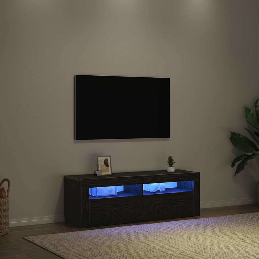 TV-kast Zwart Eiken 120 x 35 x 40 cm Bewerkt hout