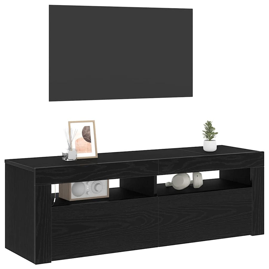 TV-kast Zwart Eiken 120 x 35 x 40 cm Bewerkt hout