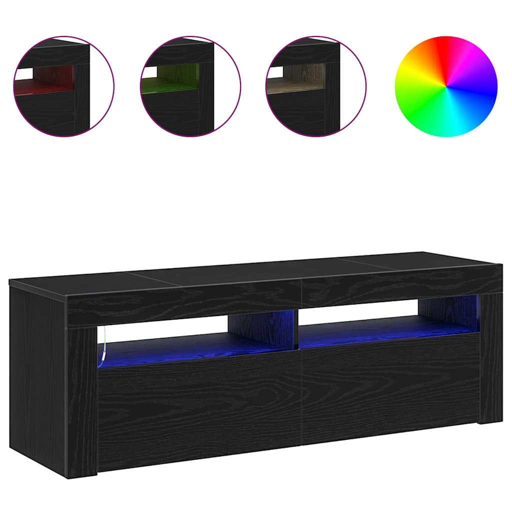 TV-kast Zwart Eiken 120 x 35 x 40 cm Bewerkt hout