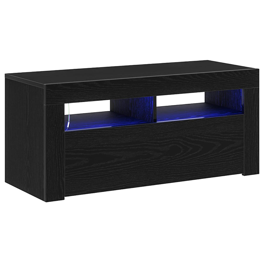 TV-kast Zwart Eiken 90 x 35 x 40 cm Bewerkt hout