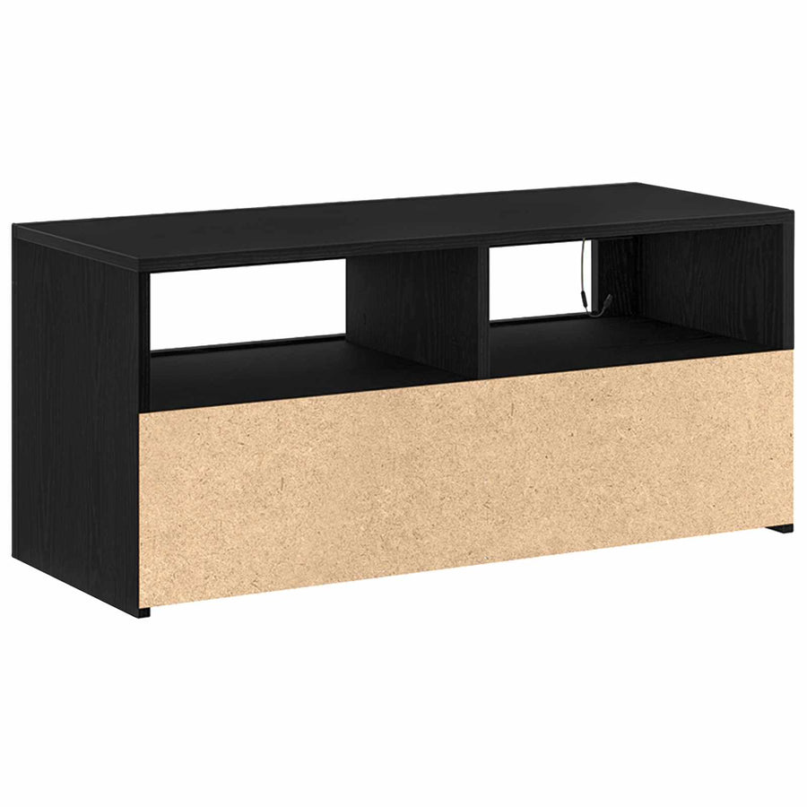 TV-kast Zwart Eiken 90 x 35 x 40 cm Bewerkt hout