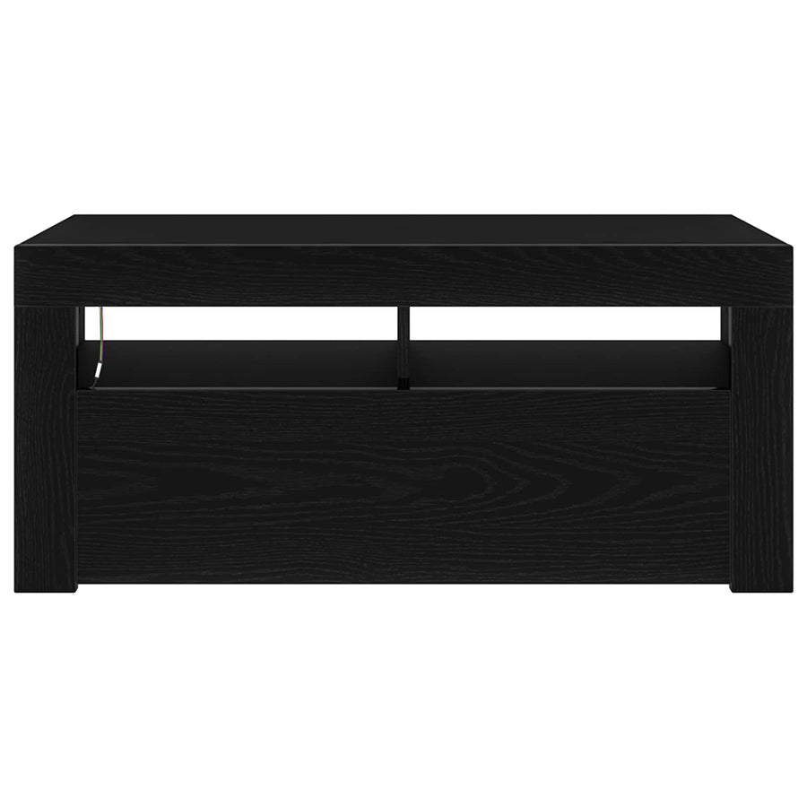 TV-kast Zwart Eiken 90 x 35 x 40 cm Bewerkt hout