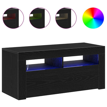 TV-kast Zwart Eiken 90 x 35 x 40 cm Bewerkt hout